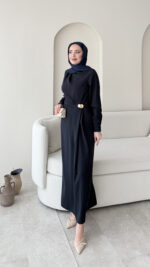 Sare Pileli Elbise - Lacivert - Görsel 3