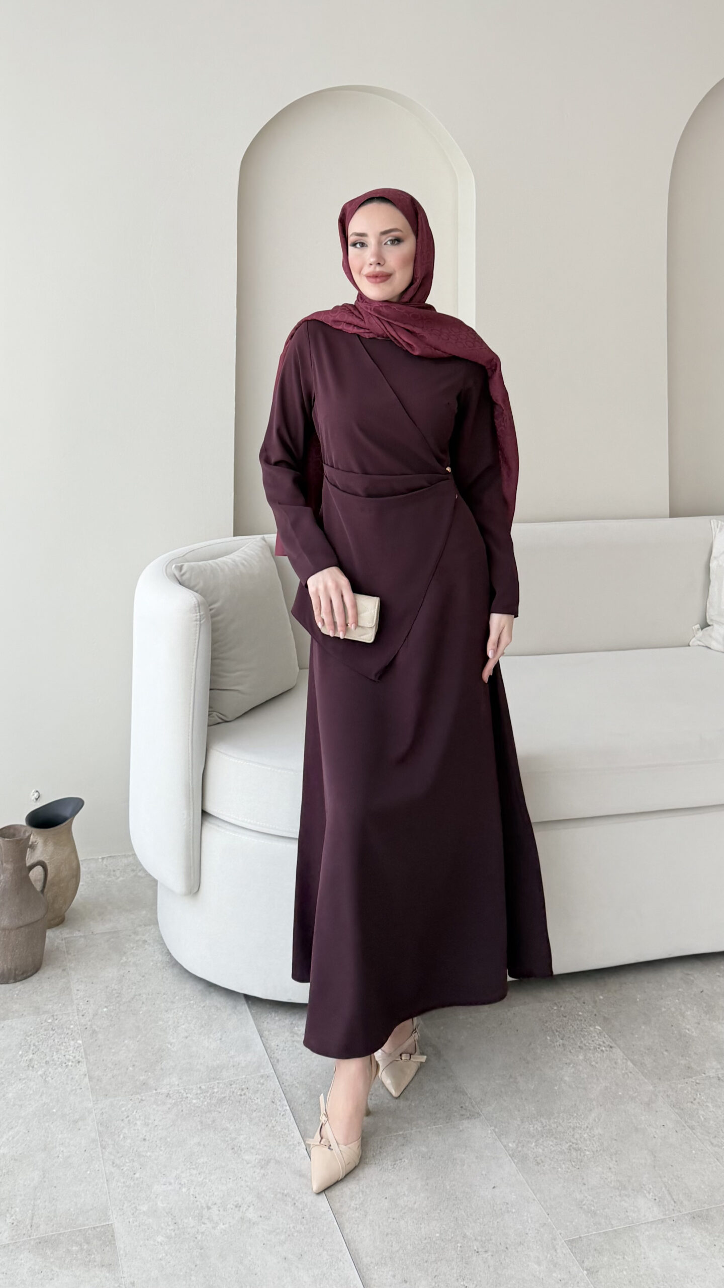 1762281299_0_690a475353db4.jpg Esse Elbise - Mürdüm - Görsel 1