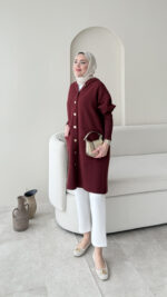 Misa Angora Hırka - Bordo - Görsel 2
