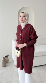 Misa Angora Hırka - Bordo - Görsel 4