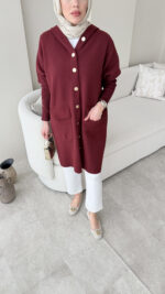 Misa Angora Hırka - Bordo - Görsel 6