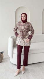 Moren Desenli Ceket - Bordo