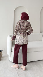 Moren Desenli Ceket - Bordo - Görsel 3