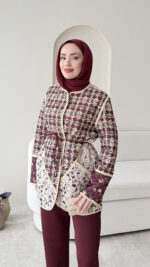 Moren Desenli Ceket - Bordo - Görsel 5