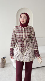 Moren Desenli Ceket - Bordo - Görsel 6