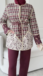 Moren Desenli Ceket - Bordo - Görsel 7