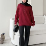 Furpa Düğmeli Kazak - Bordo