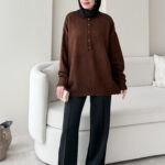 Furpa Düğmeli Kazak - Kahverengi