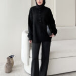 Furpa Düğmeli Kazak - Siyah