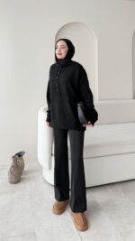 Furpa Düğmeli Kazak - Siyah - Görsel 2