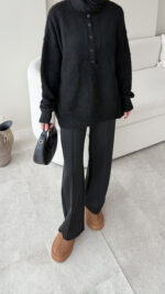 Furpa Düğmeli Kazak - Siyah - Görsel 7