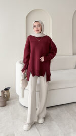 Efin Kesimli Sweat – Bordo - Görsel 2