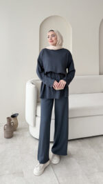 Berli Düğmeli Oyşo Takım - Mavi - Görsel 2