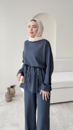 Berli Düğmeli Oyşo Takım - Mavi - Görsel 3