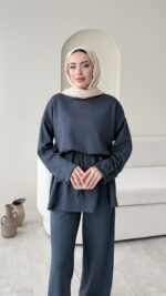 Berli Düğmeli Oyşo Takım - Mavi - Görsel 4