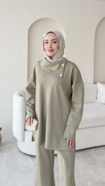 Kasi Şal Yaka Scuba Takım - Yeşil - Görsel 6