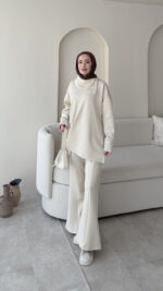 Kasi Şal Yaka Scuba Takım - Bej