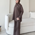 Kasi Şal Yaka Scuba Takım - Kahverengi