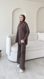 Kasi Şal Yaka Scuba Takım - Kahverengi