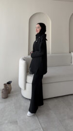 Kasi Şal Yaka Scuba Takım - Siyah - Görsel 2