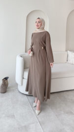 Meyla Gold Detaylı Elbise – Vizon - Görsel 2