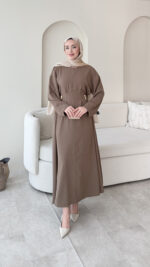 Meyla Gold Detaylı Elbise – Vizon - Görsel 3