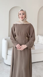 Meyla Gold Detaylı Elbise – Vizon - Görsel 4