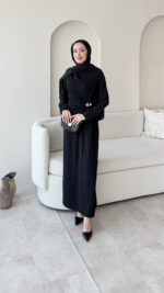 Sare Pileli Elbise - Siyah - Görsel 2