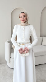 Vento Triko Kazak - Beyaz - Görsel 2