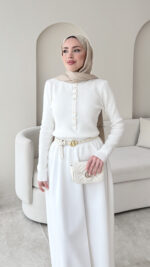 Vento Triko Kazak - Beyaz - Görsel 7