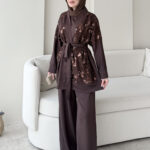 Pena İşlemeli Oyşo Takım - Kahverengi