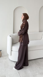 Pena İşlemeli Oyşo Takım - Kahverengi - Görsel 2