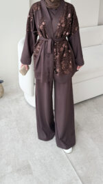 Pena İşlemeli Oyşo Takım - Kahverengi - Görsel 6