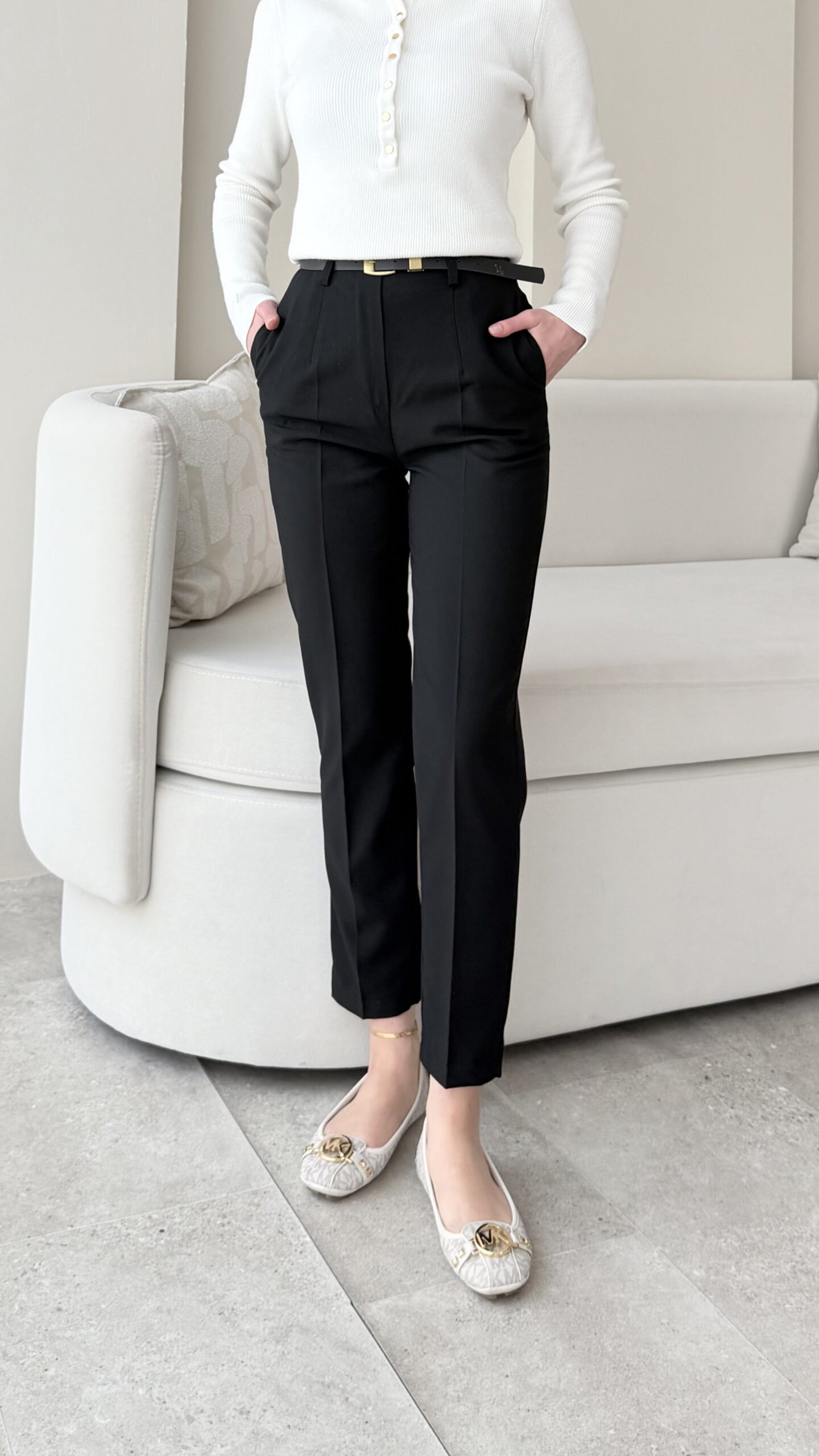 1763501189_0_691ce4855f161.jpg Visa Kemerli Pantalon - Siyah - Görsel 1