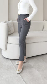 Visa Kemerli Pantalon - Gri - Görsel 3