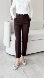 Visa Kemerli Pantalon - Kahverengi - Görsel 2