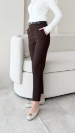 Visa Kemerli Pantalon - Kahverengi - Görsel 3