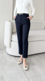 Visa Kemerli Pantalon - Lacivert