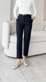 Visa Kemerli Pantalon - Lacivert - Görsel 2