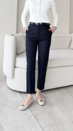 Visa Kemerli Pantalon - Lacivert - Görsel 2