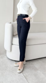 Visa Kemerli Pantalon - Lacivert - Görsel 3