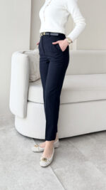 Visa Kemerli Pantalon - Lacivert - Görsel 3