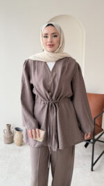 Yakamoz Taşlı Takım - Vizon - Görsel 5