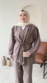 Yakamoz Taşlı Takım - Vizon - Görsel 7