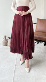 Taşlı Etek - Bordo - Görsel 2