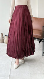 Taşlı Etek - Bordo - Görsel 3