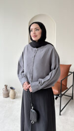 Mini Tensel Gömlek - Antrasit - Görsel 2