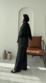 Perla Düğmeli Scuba Takım - Siyah - Görsel 2