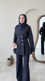 Bovo Taşlı Denim Takım - Lacivert - Görsel 4