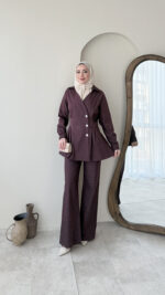 Bovo Taşlı Denim Takım - Mürdüm